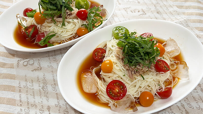 さっぱりミニトマトそうめん