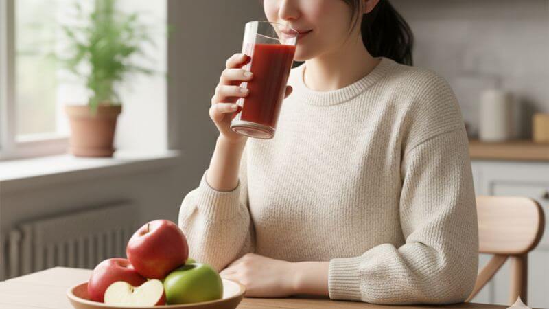 トマトジュースを飲む人