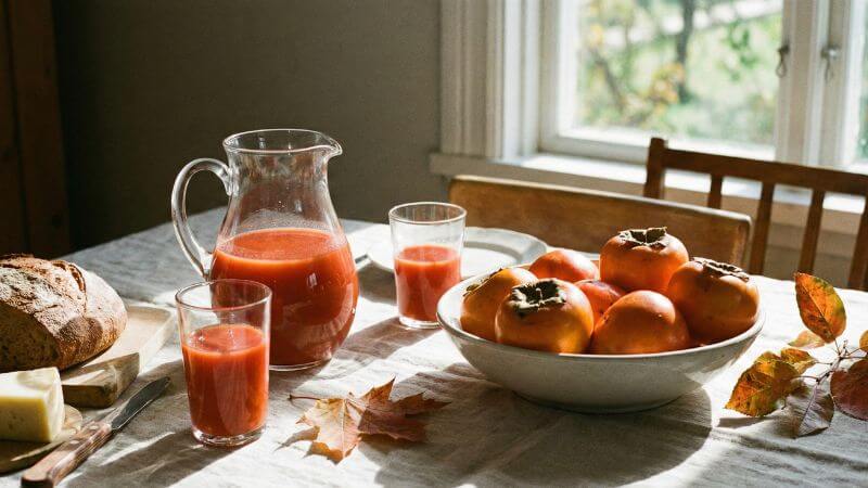 トマトジュースと柿