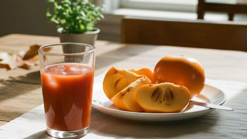 トマトジュースと柿