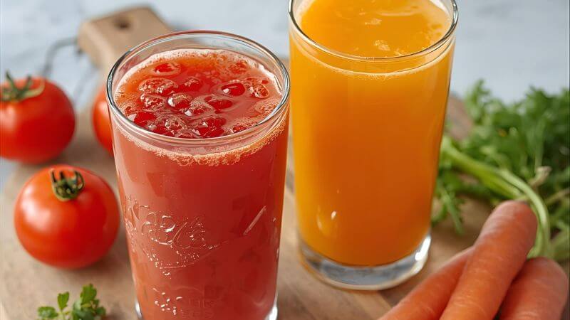 トマトジュースとニンジンジュース